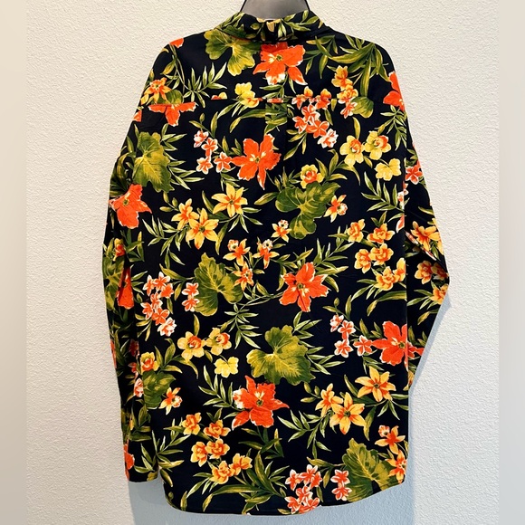 American Eagle Seriously Soft Vibrant Hawaiian Floral Tropical Print Shirt M - Picture 4 of 5